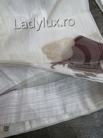 Perdea din organza Bej cu Model Cafetiera , gata făcută cu tiv și rejansă C1467 [2]