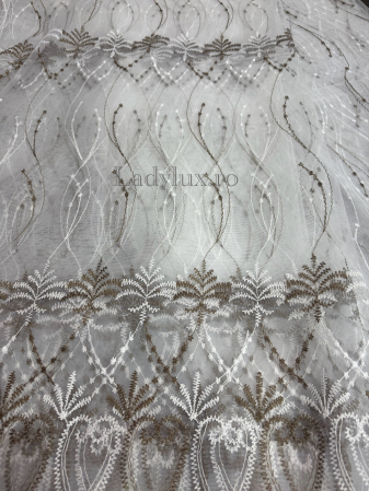 Perdea din Tull cu Model – 4 m x 2.8 m, Cusută cu Tiv și Rejansă de 6 cm - Broderie Maro C1582 [1]