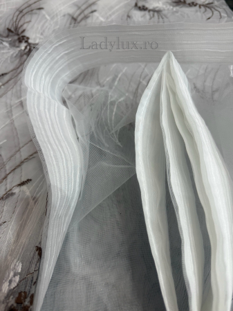 Perdea din Tull cu Model – 4 m x 2.8 m, Cusută cu Tiv și Rejansă de 6 cm - Broderie Maro C1583 [2]