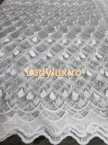 Perdele 3M - Perdea din tulle cu broderie Alb 3M x 2.5h - Model Paun Alb