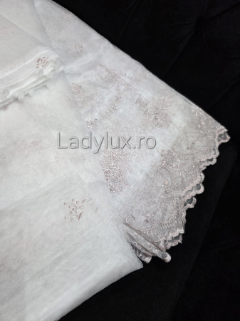 Perdea din tulle cu broderie Roz Pal, gata făcută cu tiv și rejansă C1340 [4]