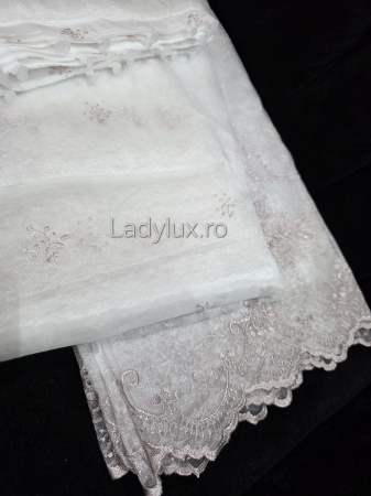 Perdea din tulle cu broderie Roz Pal, gata făcută cu tiv și rejansă C1340 [3]