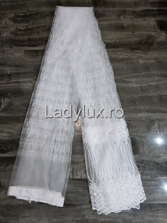 Perdea din tulle cu broderie Alba model floral, gata făcută cu tiv și rejansă C1455 [1]