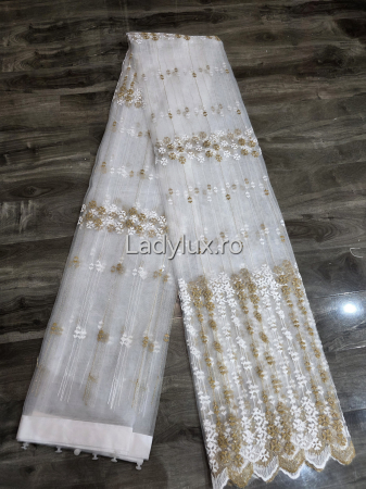 Perdea din tulle cu broderie Maro model fulg, gata făcută cu tiv și rejansă C1452 [1]