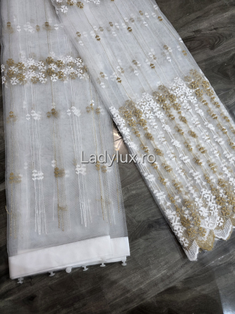 Perdea din tulle cu broderie Maro model fulg, gata făcută cu tiv și rejansă C1452 [2]