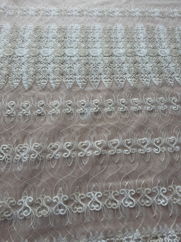 Perdele - Perdea din tulle cu broderie Crem, Model Egipt  4M x 2.5h