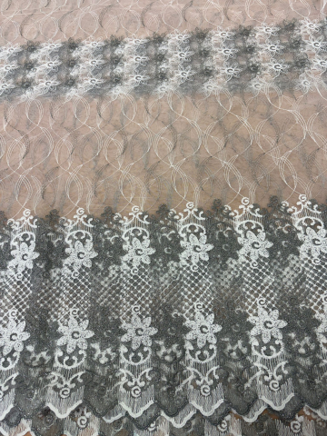 Perdele 4 M - Perdea din tulle cu broderie Gri +alb, Model Imperial floral 4M x 2.5h