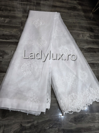 Perdea din tulle cu broderie Alba model Baroc , gata făcută cu tiv și rejansă C1462 [1]