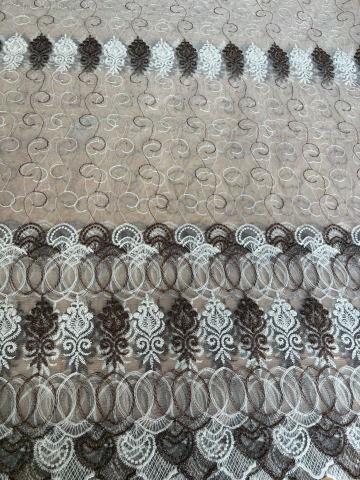 Perdele 4 M - Perdea din tulle cu broderie Maro+alb, Model  Imperial   4M x 2.5h
