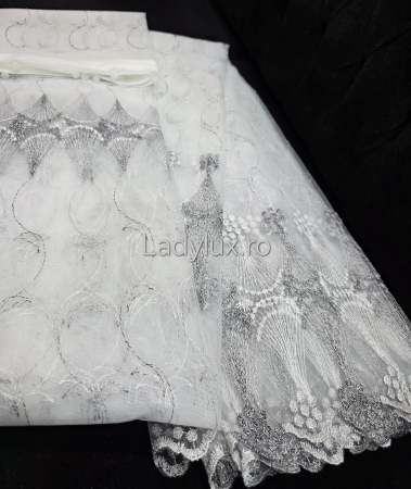 Perdea din tulle cu broderie Gri, gata făcută cu tiv și rejansă C1336 [2]