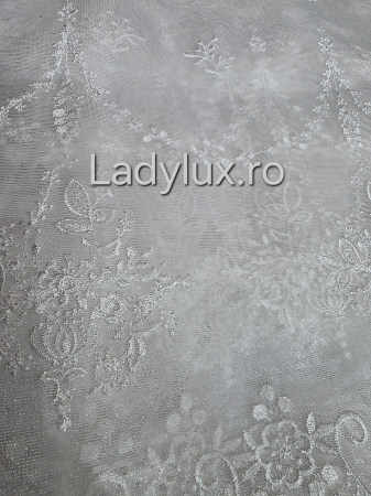 Perdea din tulle cu broderie Alba model crenguta , gata făcută cu tiv și rejansă C1460 [2]