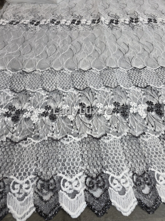 Perdele 4 M - Perdea din tulle cu broderie Negru+alb , Model Fagure 4M x 2.8h