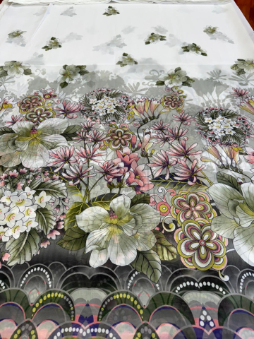 Perdele 4 M - Perdea Inisor Imprimat Model Floral  - Cu Tiv si Rejansa  4M x 2.7h