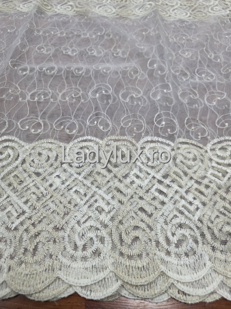 Perdele 3M - Perdea Ivoar cu broderie Crem+Ivoar Model SR– gata cusuta cu tiv si rejansa - 3M x 1.9 h