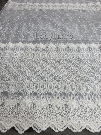 Perdele 3M - Perdea Ivoar cu broderie Ivoar Model Floricele– gata cusuta cu tiv si rejansa - 3M x 2,5