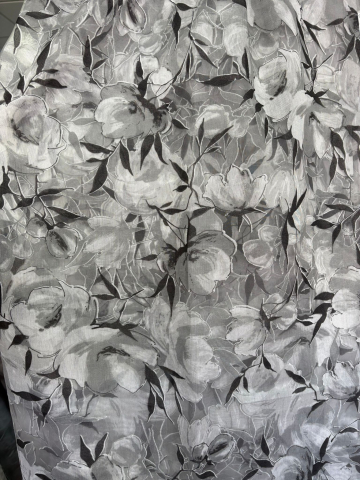 Perdea Organza Imprimata - Model Flori Gri 4M x 2.7h