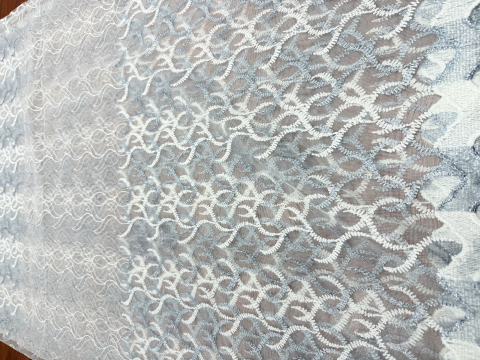 Perdele 3M - Perdea Tull Cu Broderie Alb+Bleo - Model Sara Cu Tiv si Rejansa - 3M x 2.5h