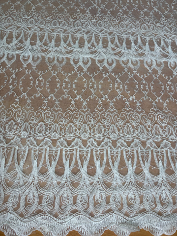 Perdele 3M - Perdea Tulle Alb cu Broderie Alba Model LUXY-  Cu Tiv si Rejansa - 3M/ 2,5H