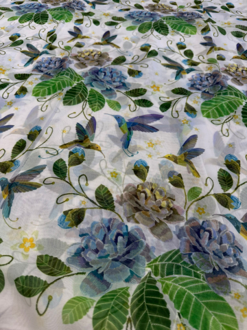 Perdele 4 M - Perdea Inisor Imprimat Model Colibri  - Cu Tiv si Rejansa  4M x 2.7h
