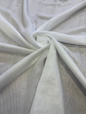 Promotii si oferte! - Perdea Tulle cu Broderie Alb+Capucino Model Fulgi - Cu Tiv si Rejansa - 3M x 2.5 h