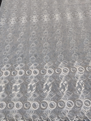 Perdele 4 M - Perdea Tulle cu Broderie Alba+Gri- Model ROYAL - Cu Tiv si Rejansa - 4M x 2.5h