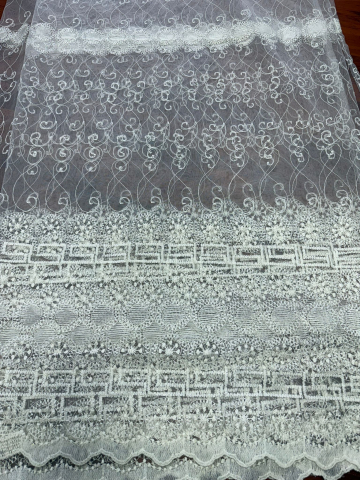 Promotii si oferte! - Perdea Tulle cu Broderie Alba Model VRS Simplu - Cu Tiv si Rejansa - 3M x 2.5 h