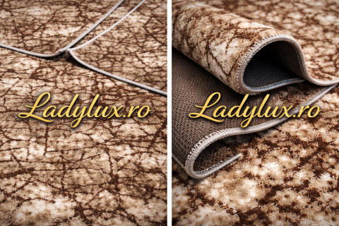 COVOARE - Set Covor cu Pui Model Marmorat Maro  1x 140x200 cm  + 2x 60x100 cm