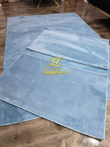 Covor 140x200 + 2 pui - Set Covor cu Pui Model Vitrine Albastru Marin 1x 140x200 cm  + 2x 60x100 cm