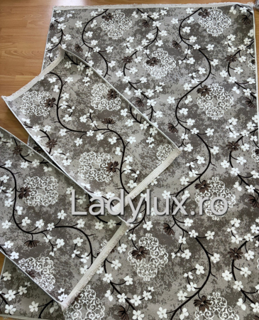 Set covoare antiderapante Capucino cu model Floral– 1 covor mare(140X200CM) + 2 pui(60X100) [1]