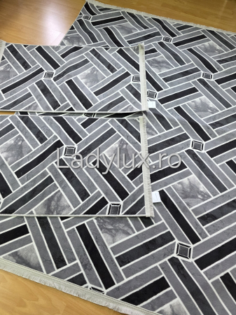 Set covoare antiderapante Gri-negru – 1 covor mare(140X200CM) + 2 pui(60X100)-C1362 [1]