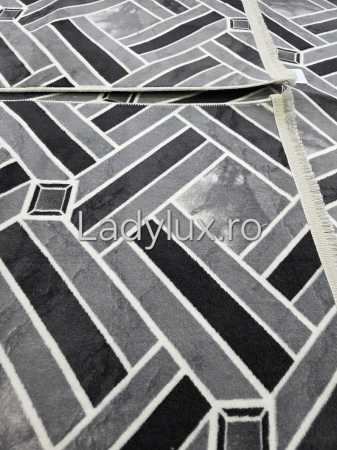 Set covoare antiderapante Gri-negru – 1 covor mare(140X200CM) + 2 pui(60X100)-C1362 [4]