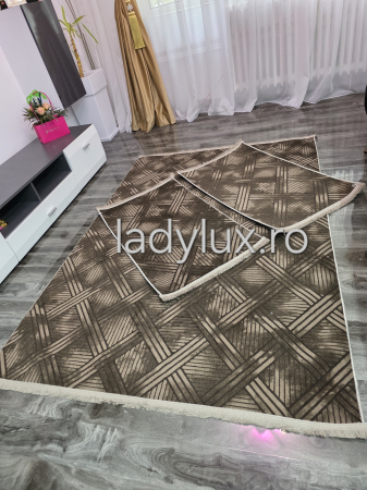 Set covoare antiderapante Maro stil Parchet – 1 covor mare(140X200CM) + 2 pui(60X100)-C1400 [1]