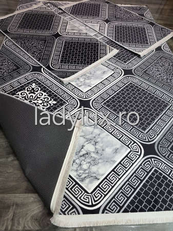 Set covoare antiderapante Negru-Gri VRS – 1 covor mare(140X200CM) + 2 pui(60X100)-C1401 [2]