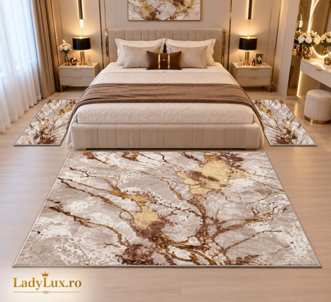 Covor cu Pui - Set Covor cu Pui  Abstract Model Cameleon 1x 140x190 cm  + 2x 60x90 cm PLS 322