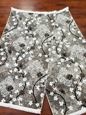 Traverse antiderapante - Set Doua Traverse Antiderapante Model Floral Capucino 75x140 cm