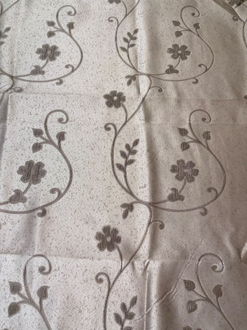 Draperii - Set Draperii CAFE LATTE Model Floricele  Gata Cusute cu Tiv si Rejansă, 3M x 2.5