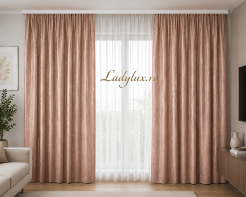 Draperii - Set Draperii Cappuccino Gata Cusute cu Tiv si Rejansă, 3M x2.7h - Model Striati