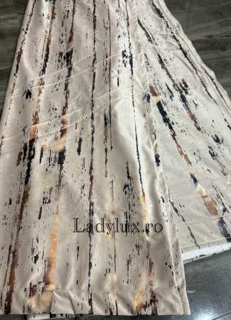 Draperii - Set Draperii Catifea cu insertii -3 Metri Lățime, 2 Panouri (1.5 m + 1.5 m), Înălțime 2.70 m – Gata Cusute cu Tiv și Rejansă– C1607