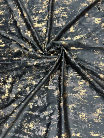 Draperii - Set Draperii Catifea Negra cu Insertii Aurii  Cu Tiv și Rejansă 3M-2.7h