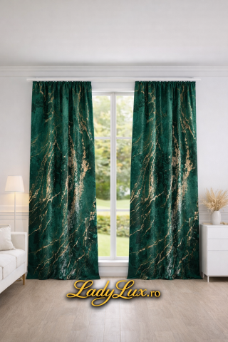 Draperii - Set Draperii Catifea Verde  cu insertii 3M-2.7h