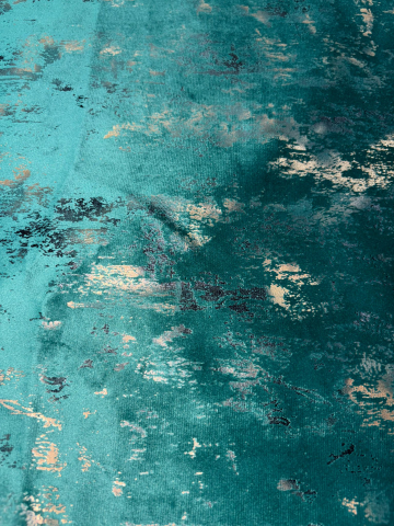 Draperii - Set Draperii Catifea Verde cu Insertii Aurii  Cu Tiv și Rejansă 3M-2.7h