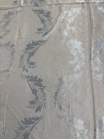 Draperii - Set Draperii  CREM +GRI MODEL FRUNZA Gata Cusute cu Tiv si Rejansă, 3M x 2.5
