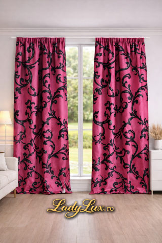 Draperii - Set Draperii Fucsia Gata Cusute cu Tiv si Rejansă, 3M x 2.7 h Model Spiri
