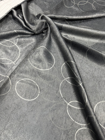 Draperii - Set Draperii Gri Gata Cusute cu Tiv si Rejansă, 3M x2.7h - Model Cercuri Blackout