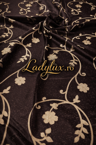 Draperii - Set Draperii Model Floral Maro-Brawn Cu Tiv si Rejansa 3M-2.7h