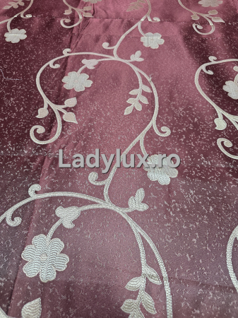 Draperii - Set Draperii Gata Cusute cu Tiv si Rejansă, 3M –  Model Floral Bordo