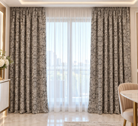 Draperii - Set Draperii Maro Model Adier Gata Cusute cu Rejansă 3M x 2.70h