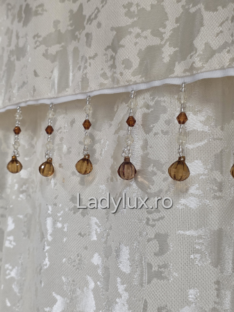 Set Draperii Jacquard cu Ciucuri Decorativi 3M x 2.8H– Eleganță și Strălucire pentru Orice Interior - Bej [3]