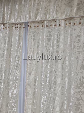 Draperii - Set Draperii Jacquard cu Ciucuri Decorativi 3M x 2.8H– Eleganță și Strălucire pentru Orice Interior - Bej