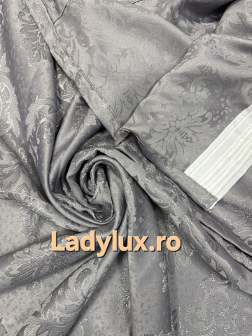 Draperii - Set Draperii Gri Gata Cusute cu Tiv si Rejansă, 3M x 2.7 h Model Baroc